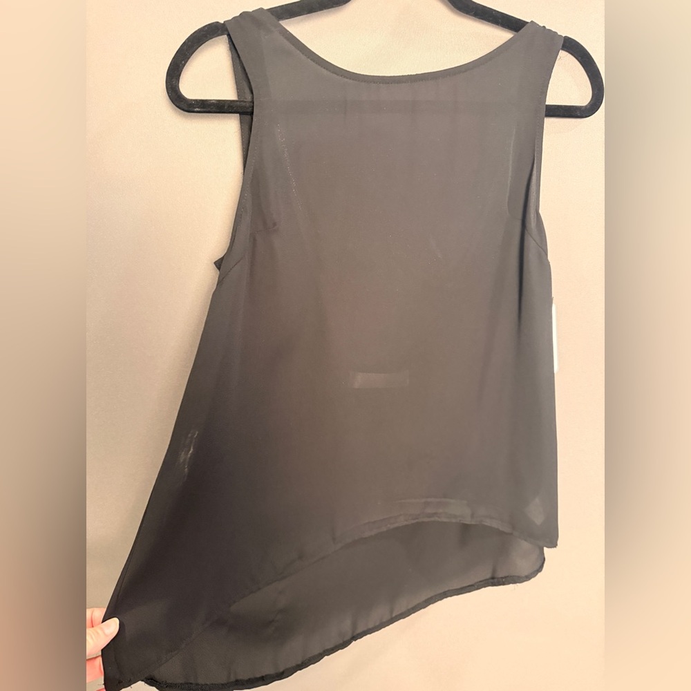 11seven Black Sheer Chiffon Asymmetric Hem Camisole